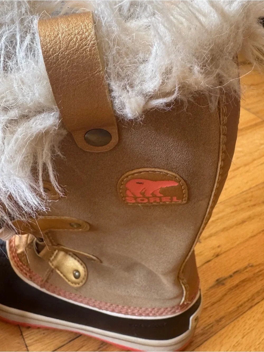 Sorel Kids Black and Gold Faux-Fur Winter Boots